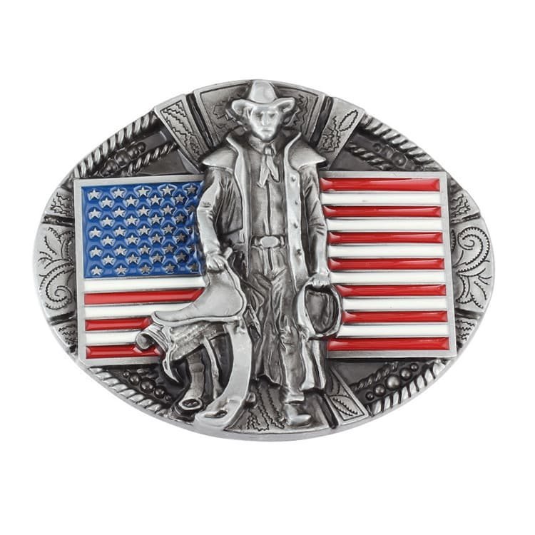 American Flag Cowboy Belt Buckle