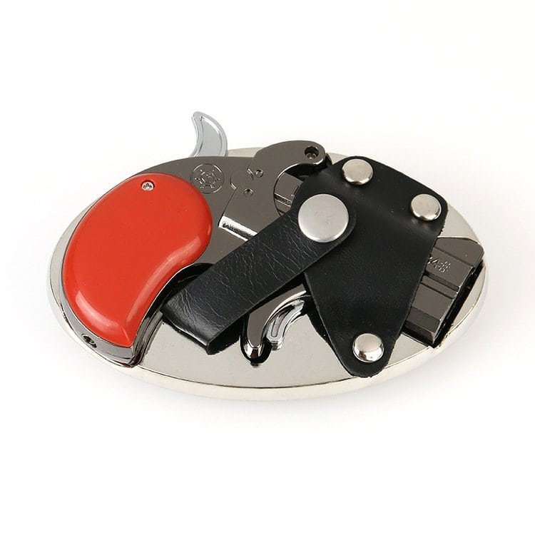 Oval buckle with removable gun