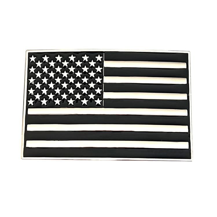 White and Black American Flag Belt Buckle