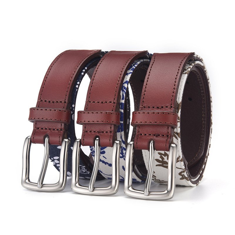 Leather Belt with Canvas-03 Leather Belt with Canvas